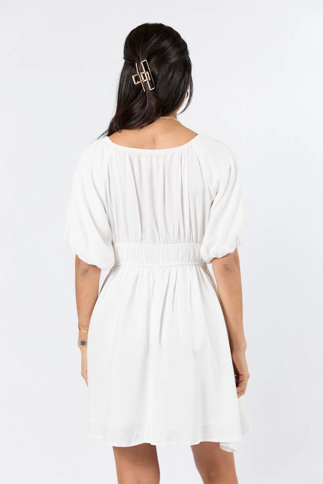 When In Paradise White Solid Mini Dress SALE