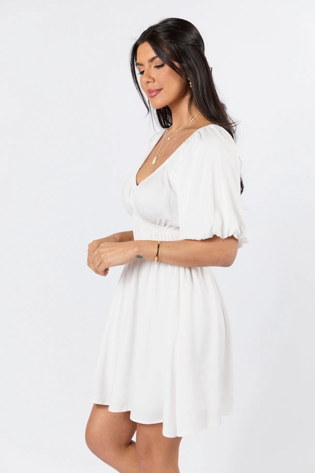 When In Paradise White Solid Mini Dress SALE
